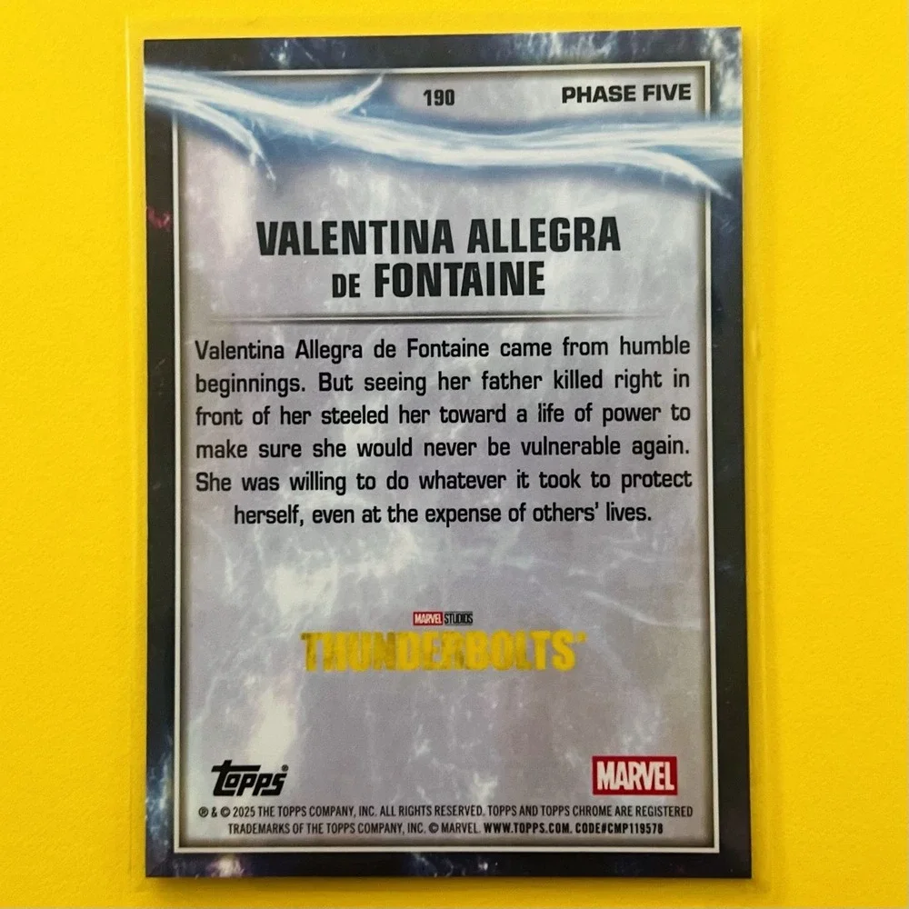 2025 Topps Chrome Marvel Studios Valentina Allegra de Fontaine #190 Thunderbolts